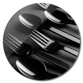 Black plastic cutlery