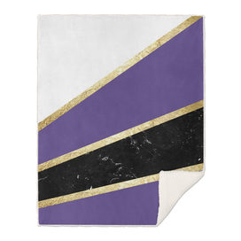 Ultra Violet, White, Black Marble and Gold Stripes Glam #1