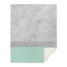 White Marble Mint Silver Glitter Stripe Glam #1 #minimal