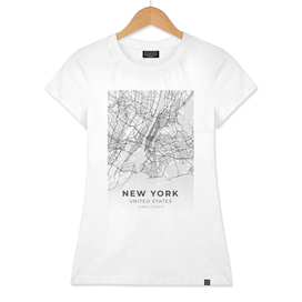 New york City - City Map -New york City Map Wall Print
