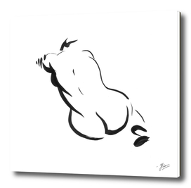 Back. Beautiful woman. ink painting