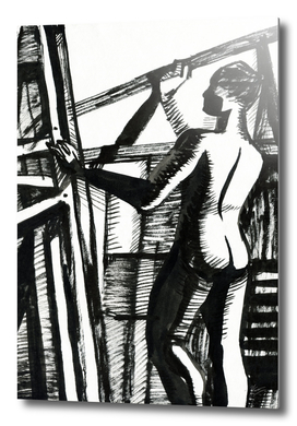 Easels. Silhouette of woman