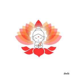 Little Buddha meditating on a lotus flower