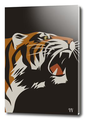 Roaring Tiger Vintage Animal Poster
