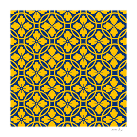 yellow blue floral pattern