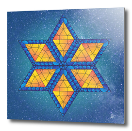 Triangles And Circles Star on Sky Background
