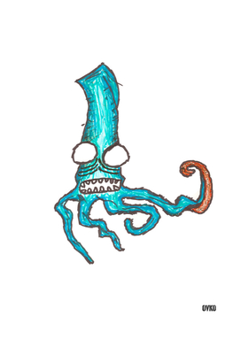 Blue Squid Graffiti Art Character