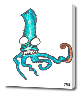 Blue Squid Graffiti Art Character