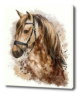 Custom  Beautiful Watercolor  Brown Horse