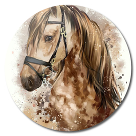 Custom  Beautiful Watercolor  Brown Horse