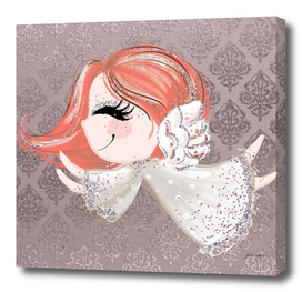 Custom Glitter Red Hair Angel With Matching Bsckground