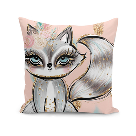 Custom Pastel Floral Glitter Raccoon