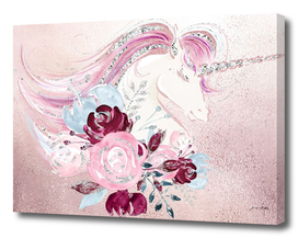 Custom Glitter Unicorn, Floral and Matching Background