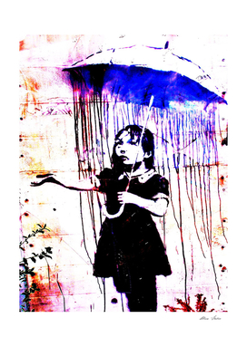 Banksy, Nola, Girl with umbrella, Banksy poster, color