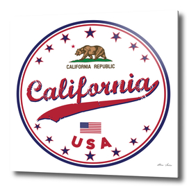 California, California poster, t-shirt, white circle