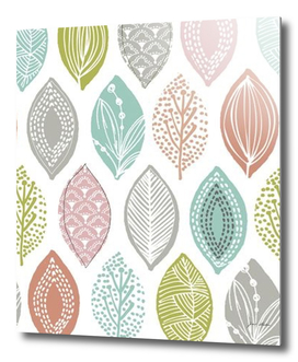 Multicolor  Boho Leaves With White Background