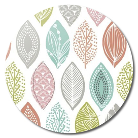 Multicolor  Boho Leaves With White Background