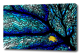 Sea fans diving coral stained glass