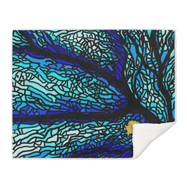 Sea fans diving coral stained glass