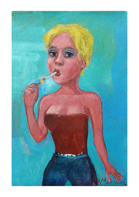 Blonde girl with cigarette 2