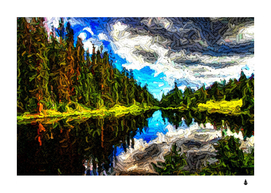 Color Lake Mountain Painting