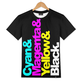 CMYK, Cyan and Magenta and Yellow and Black, in black bg