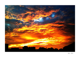 Fantastic Sunset, blue and orange sky, photo