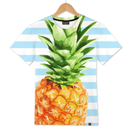 Pineapple, blue stripes, kitchen poster, garden poster