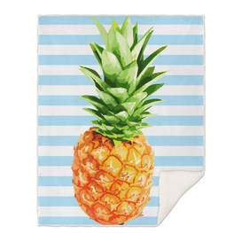 Pineapple, blue stripes, kitchen poster, garden poster