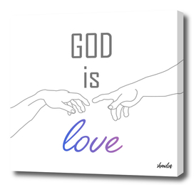 God is love motivational quote with Creation of Adam