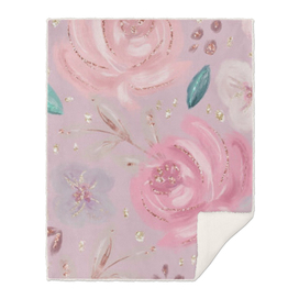 Custom Glitter Pink Roses Pattern