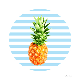 Pineapple, blue stripes, Summer Poster, Pineapple poster,