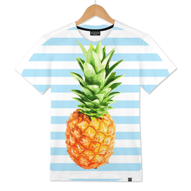 Pineapple, blue stripes, Summer Poster, Pineapple poster,