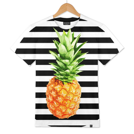 Pineapple, black stripes, Summer Poster, Pineapple poster,