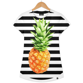 Pineapple, black stripes, Summer Poster, Pineapple poster,