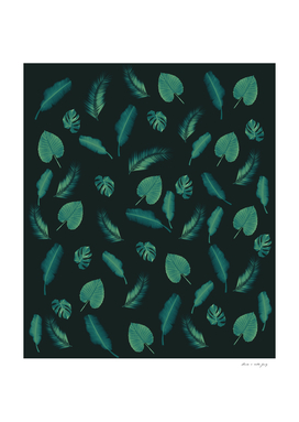 Tropical Jungle Night Leaf Pattern #1 #tropical #decor #art