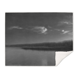 Winter lake in black and white