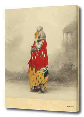 Arab Woman carrying child - Collage