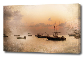 sunrise and boats