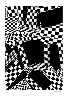 Abstract geometric background from black and white figures