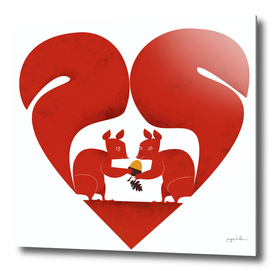 St Valentine Squirrel Lovers in Red