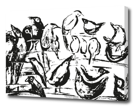 Birds- white and black drawing