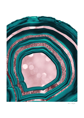 Agate Teal Rose Gold Blush #1 #abstract #shiny #decor #art