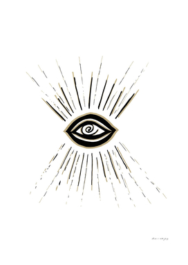 Evil Eye Gold Black on White #1 #drawing #decor #art