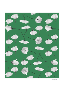 Small Poppies pattern on green