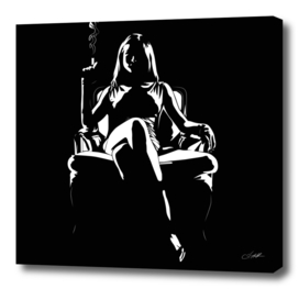 Woman Smoking In Chair