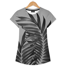 Palm Leaves Gray Black Vibes #1 #tropical #decor #art
