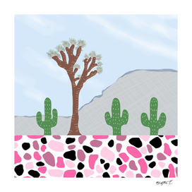 Desert Joshua Tree Cactus Landscape Terrazzo