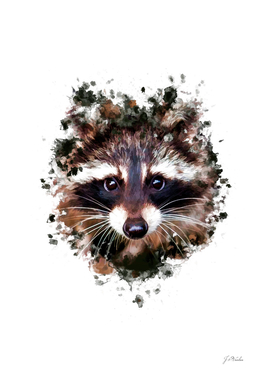 Raccoon splatter painting