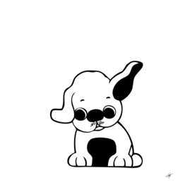 puppy cartoon cute ears isolated